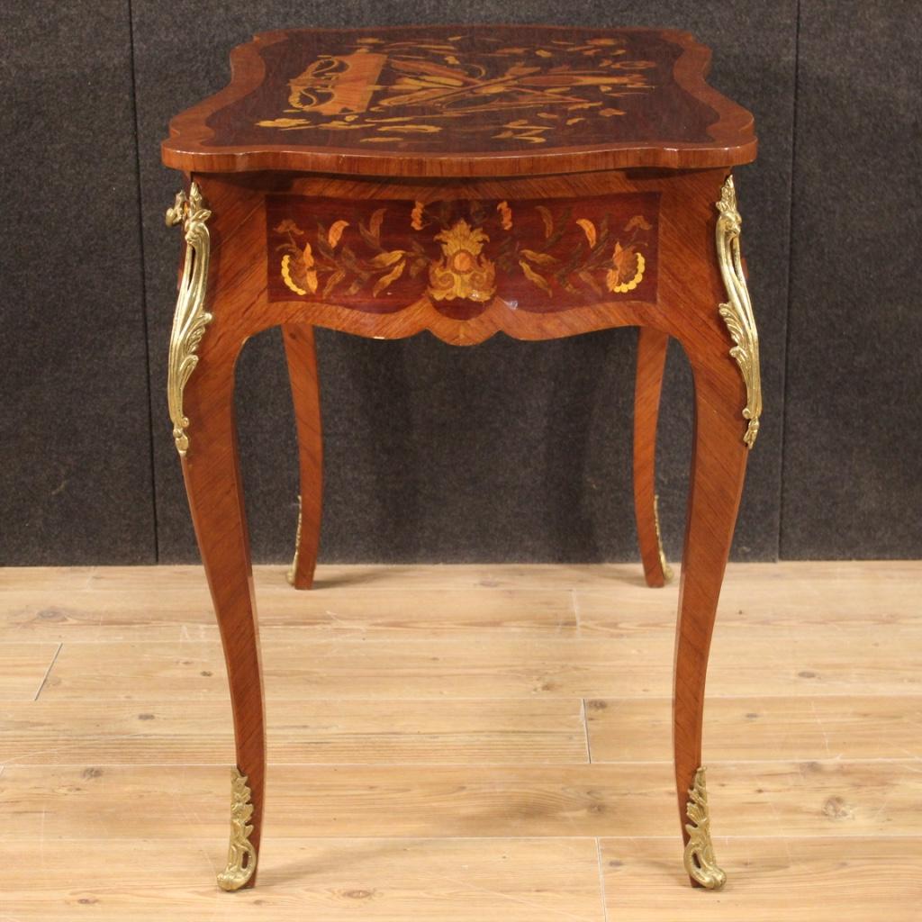 20th Century Inlaid Wood and Gold Bronze French Writing Desk, 1960 7