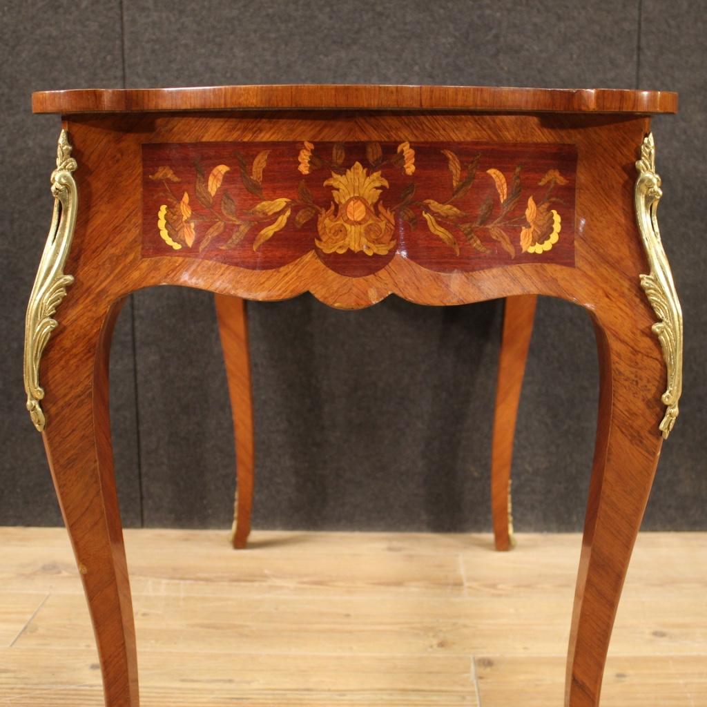 20th Century Inlaid Wood and Gold Bronze French Writing Desk, 1960 8