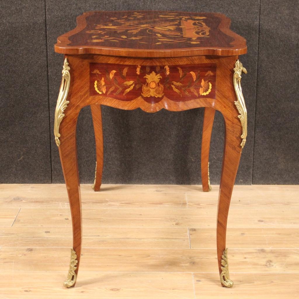 20th Century Inlaid Wood and Gold Bronze French Writing Desk, 1960 5