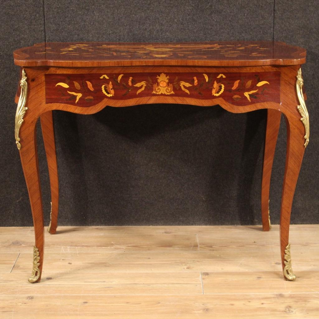 20th Century Inlaid Wood and Gold Bronze French Writing Desk, 1960 6