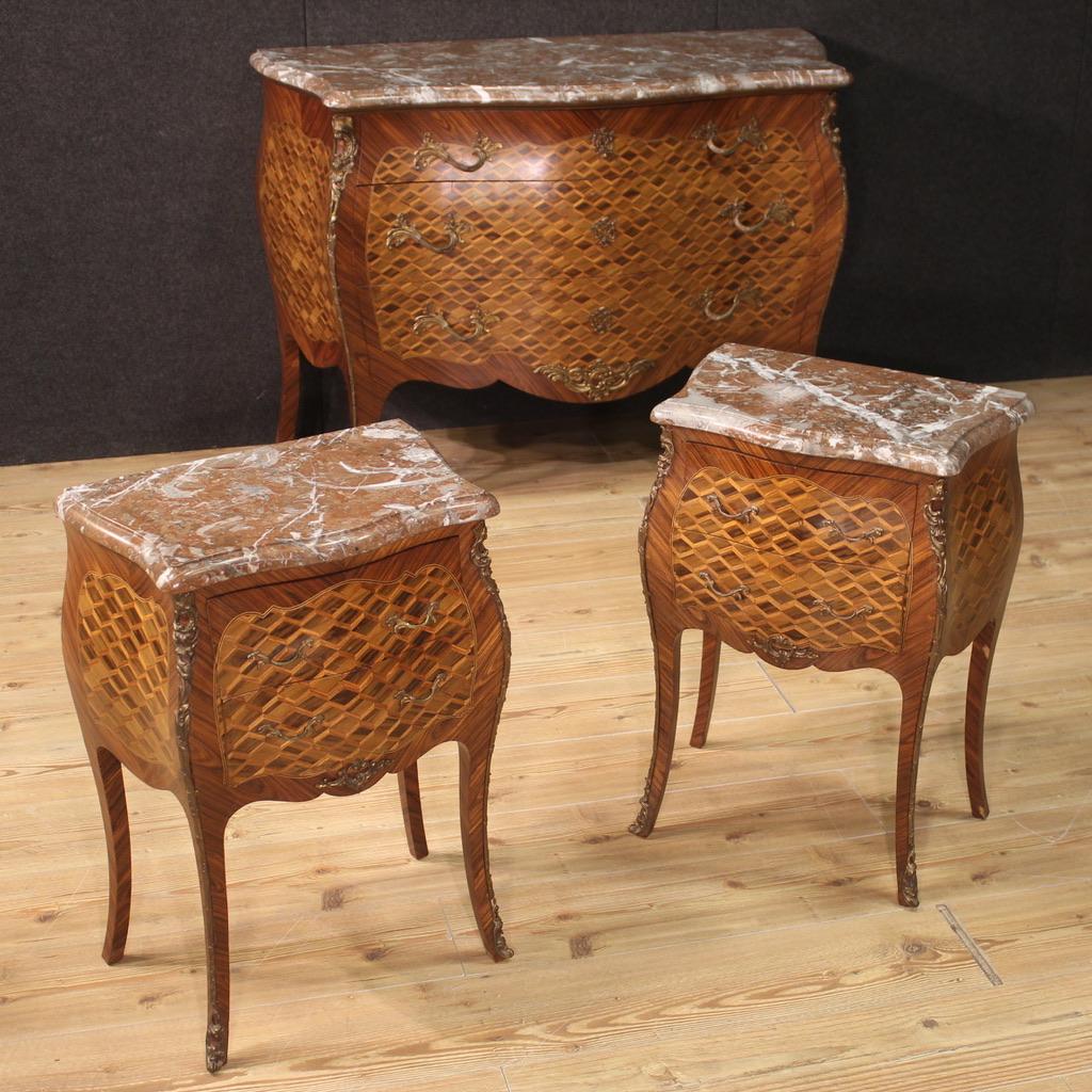 20th Century Inlaid Wood Antique French Bedside Tables, 1960 5