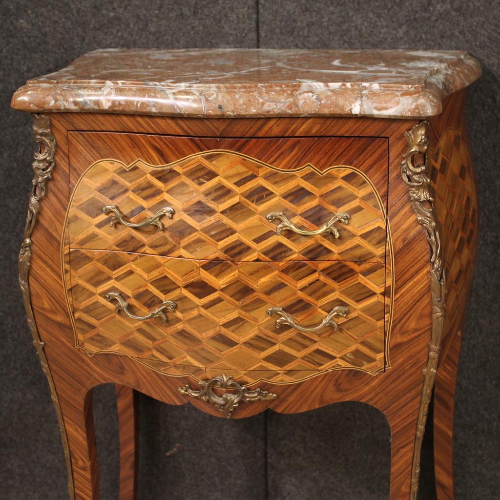 Inlay 20th Century Inlaid Wood Antique French Bedside Tables, 1960