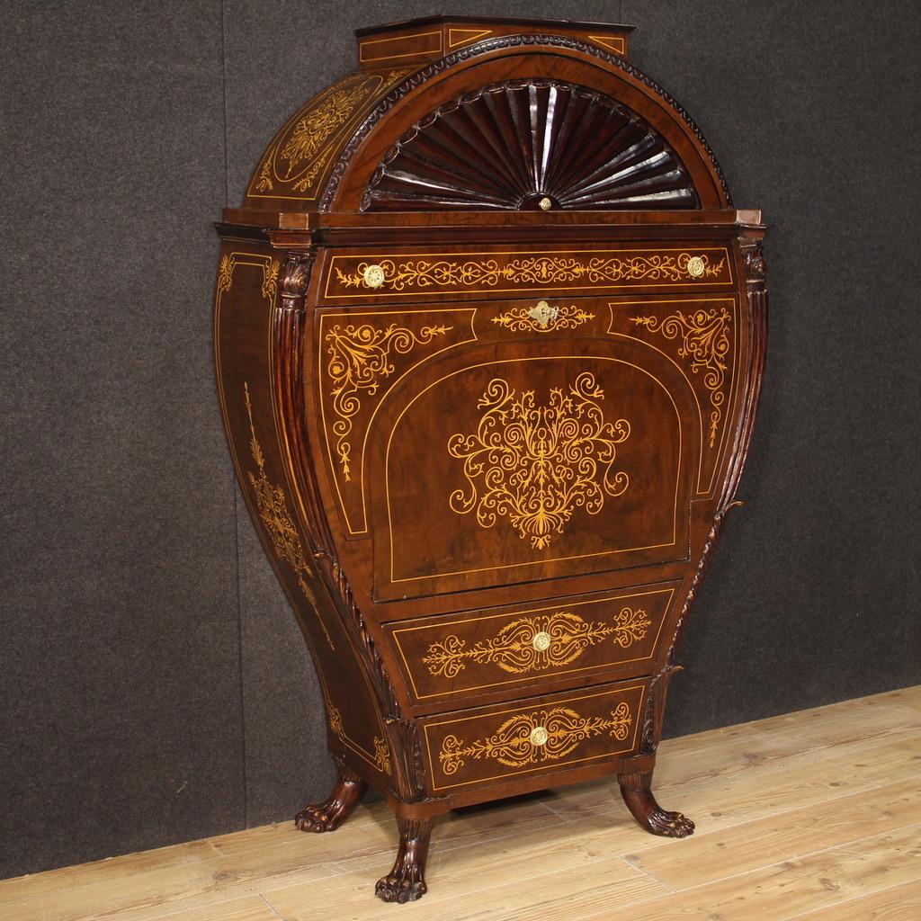20th Century Inlaid Wood Austrian Biedermeier Style Secretaire Desk ...
