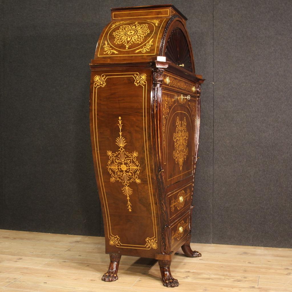 Legno 20th Century Inlaid Wood Biedermeier Style Austrian Secrétaire Desk, 1960 in vendita
