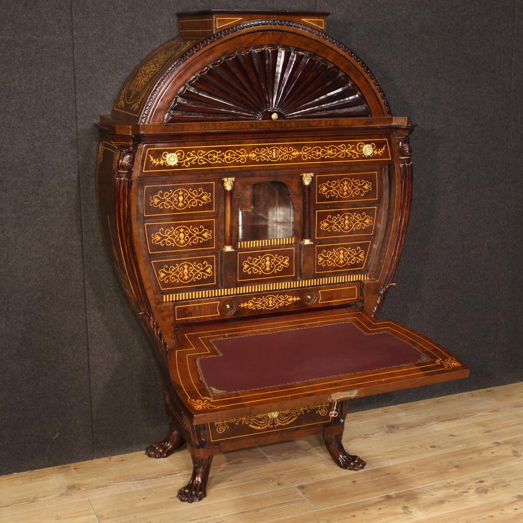 20th Century Inlaid Wood Biedermeier Style Austrian Secrétaire Desk, 1960 in vendita 3