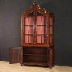 20th Century Inlaid Wood Dutch Display Cabinet, 1970s