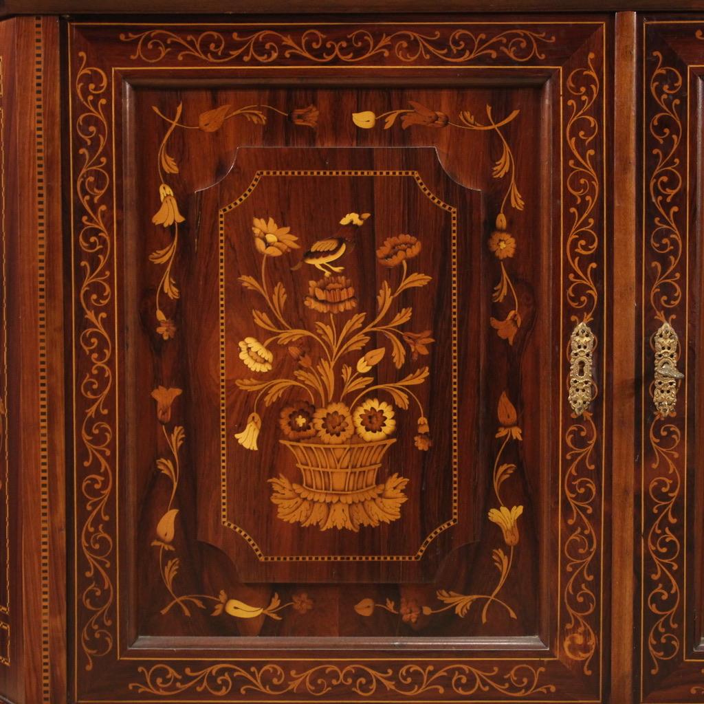 20th Century Inlaid Wood Dutch Display Cabinet Vitrine, 1970s For Sale 4