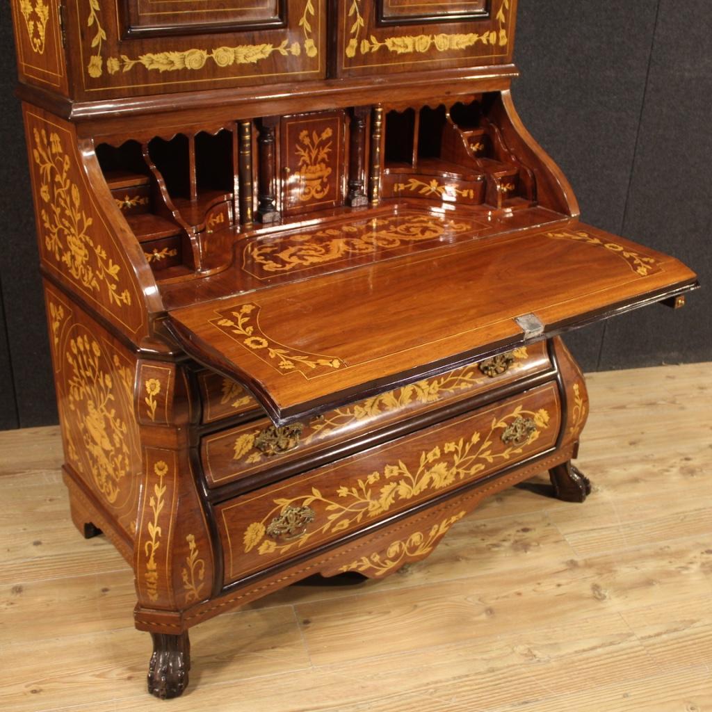 20th Century Inlaid Wood Dutch Double Body Trumeau Desk, 1960s For Sale 5