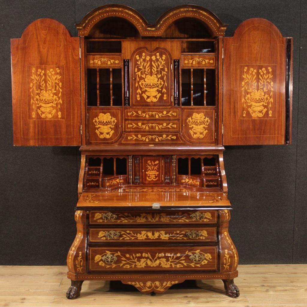 20th Century Inlaid Wood Dutch Double Body Trumeau Desk, 1960s For Sale 7