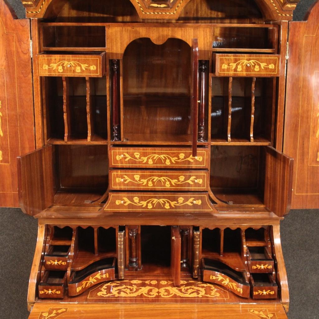 20th Century Inlaid Wood Dutch Double Body Trumeau Desk, 1960s For Sale 4