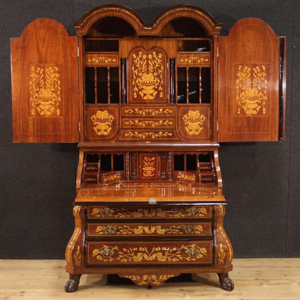 20th Century Inlaid Wood Dutch Trumeau Desk, 1960 For Sale 3