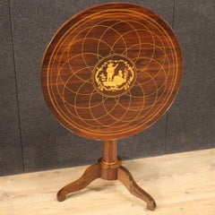 20th Century Inlaid Wood English Round Living Room Side Table, 1920s