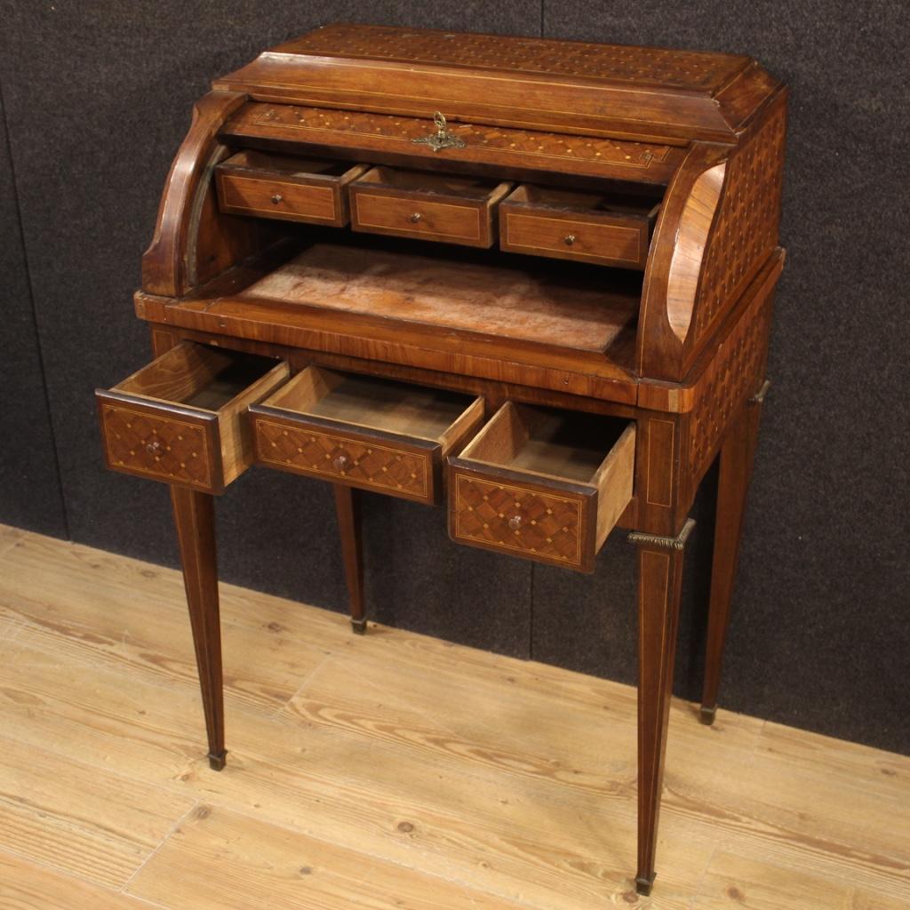 20th Century Inlaid Wood French Bureau Desk, 1930 In Fair Condition In Vicoforte, Piedmont