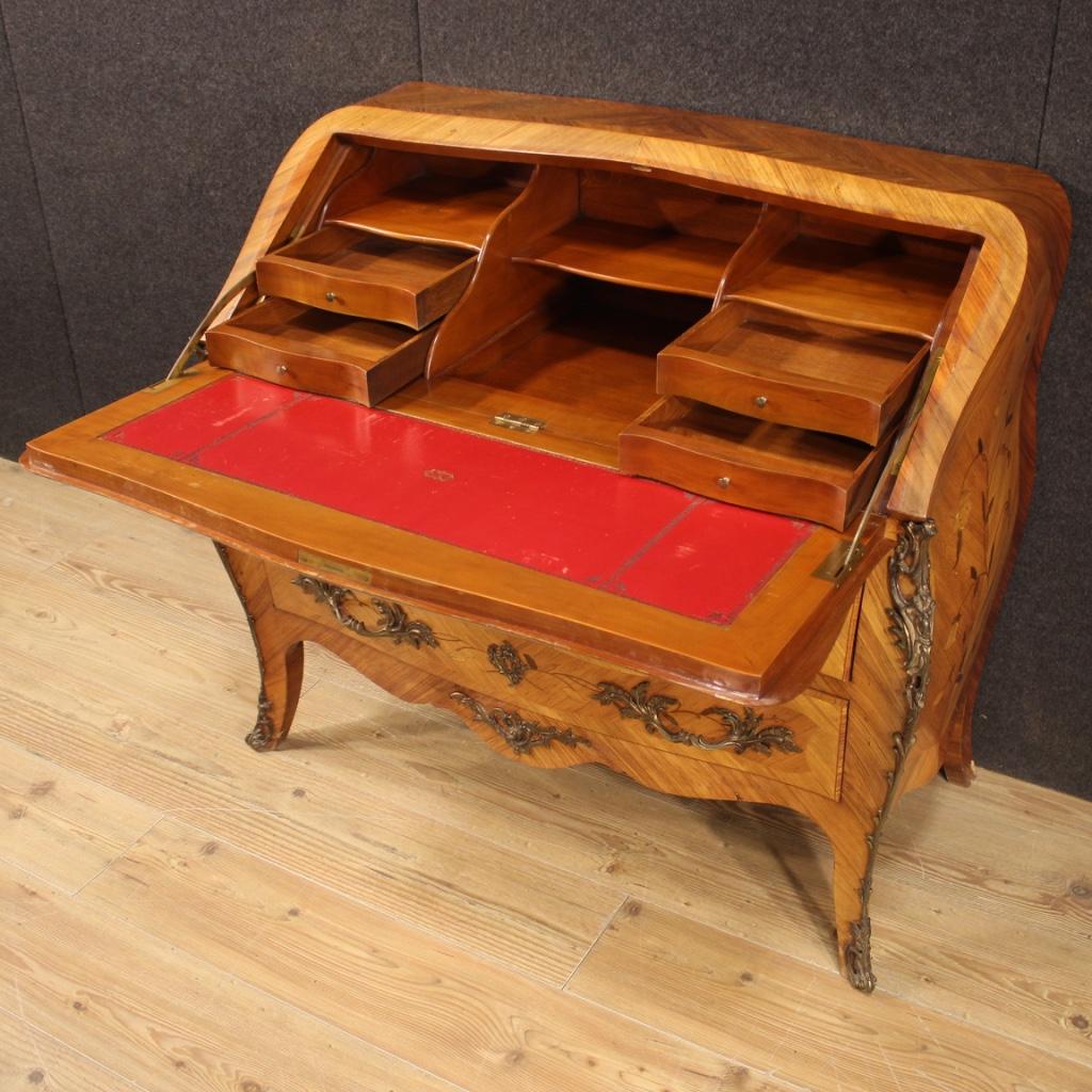 Mid-20th Century 20th Century Inlaid Wood French Bureau Desk, 1960 For Sale