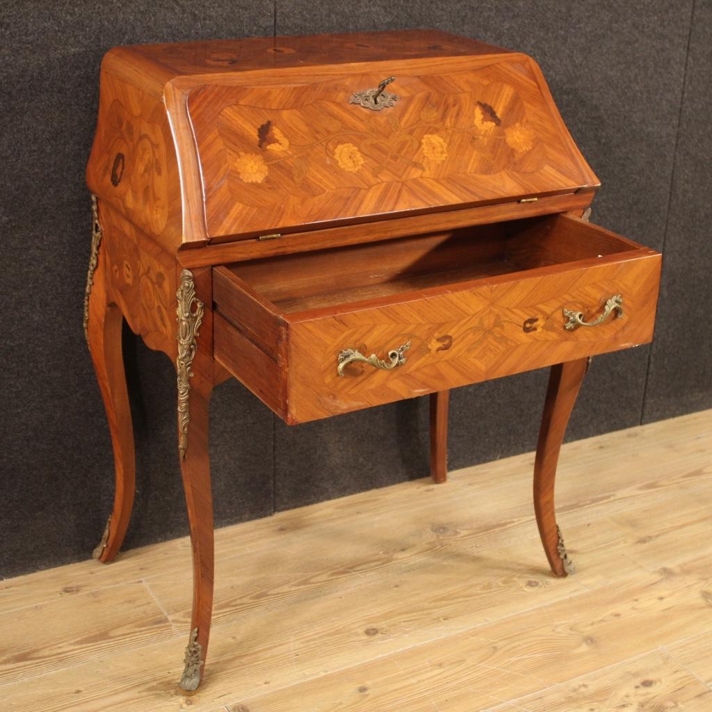 20th Century Inlaid Wood French Bureau Desk, 1960 For Sale 2