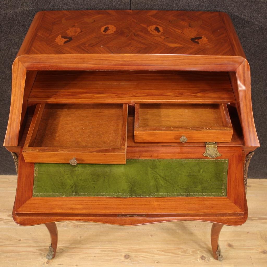 20th Century Inlaid Wood French Bureau Desk, 1960 For Sale 4