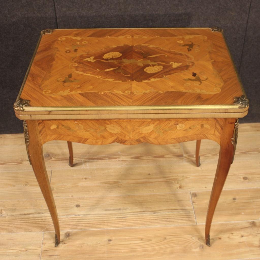 20th Century Inlaid Wood French Game Table, 1960 For Sale 7