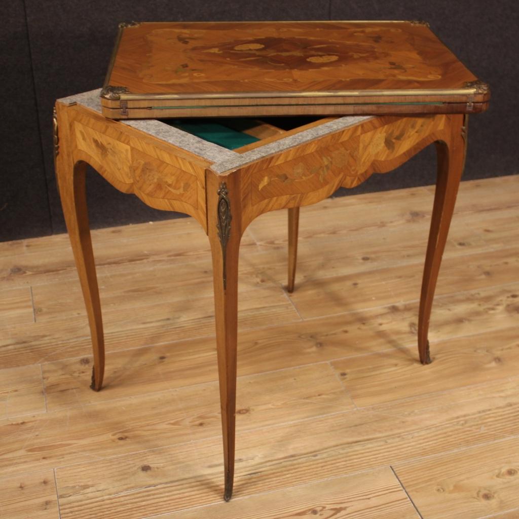 20th Century Inlaid Wood French Game Table, 1960 For Sale 1
