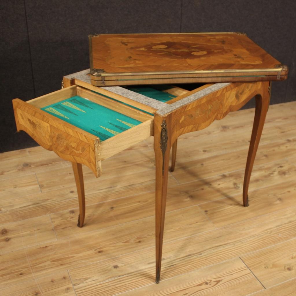 20th Century Inlaid Wood French Game Table, 1960 For Sale 2