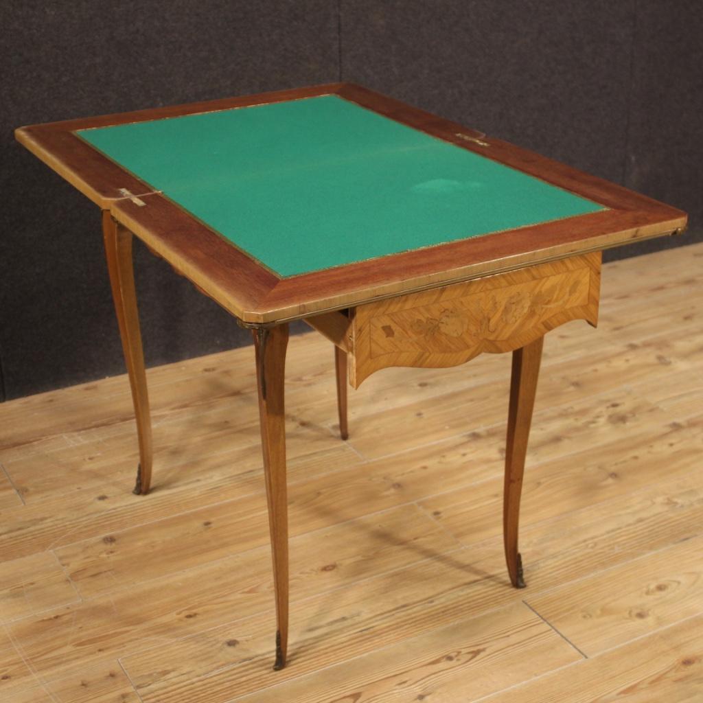20th Century Inlaid Wood French Game Table, 1960 For Sale 3