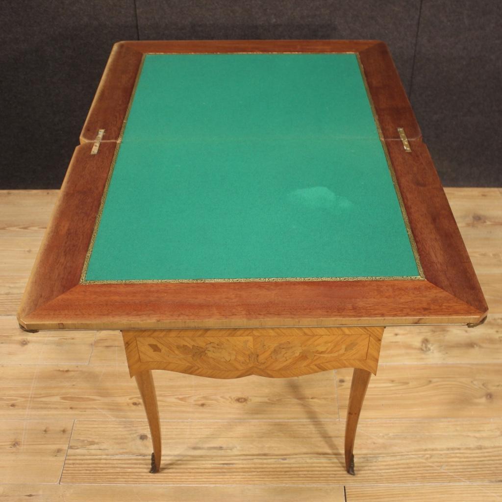 20th Century Inlaid Wood French Game Table, 1960 For Sale 4