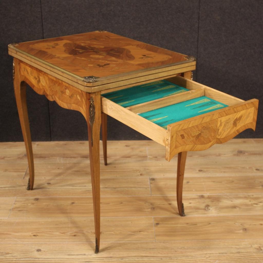 20th Century Inlaid Wood French Game Table, 1960 For Sale 5