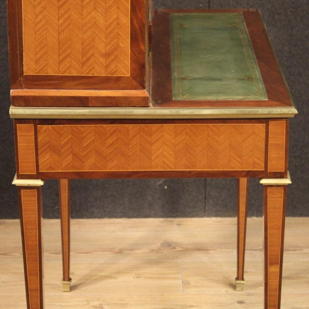 20th Century Inlaid Wood French Louis XVI Style Writing Desk Table, 1960 In Good Condition In Vicoforte, Piedmont