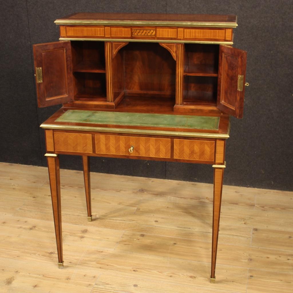 20th Century Inlaid Wood French Louis XVI Style Writing Desk Table, 1960 2