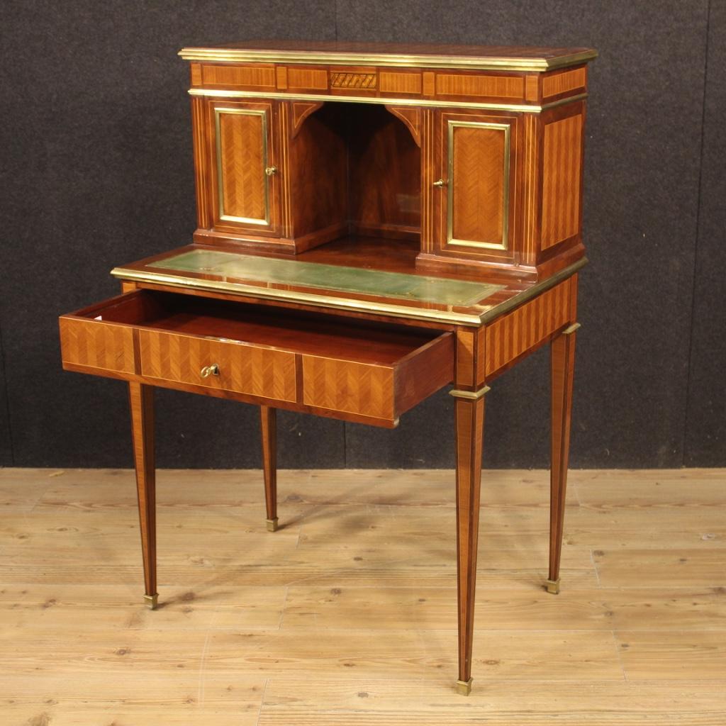 20th Century Inlaid Wood French Louis XVI Style Writing Desk Table, 1960 3