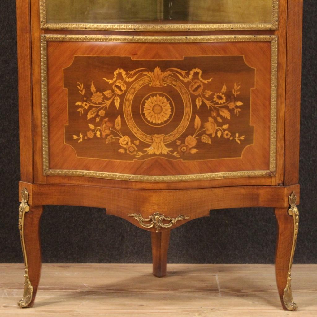 20th Century Inlaid Wood French Napoleon III Style Corner Cabinet, 1960 In Good Condition In Vicoforte, Piedmont