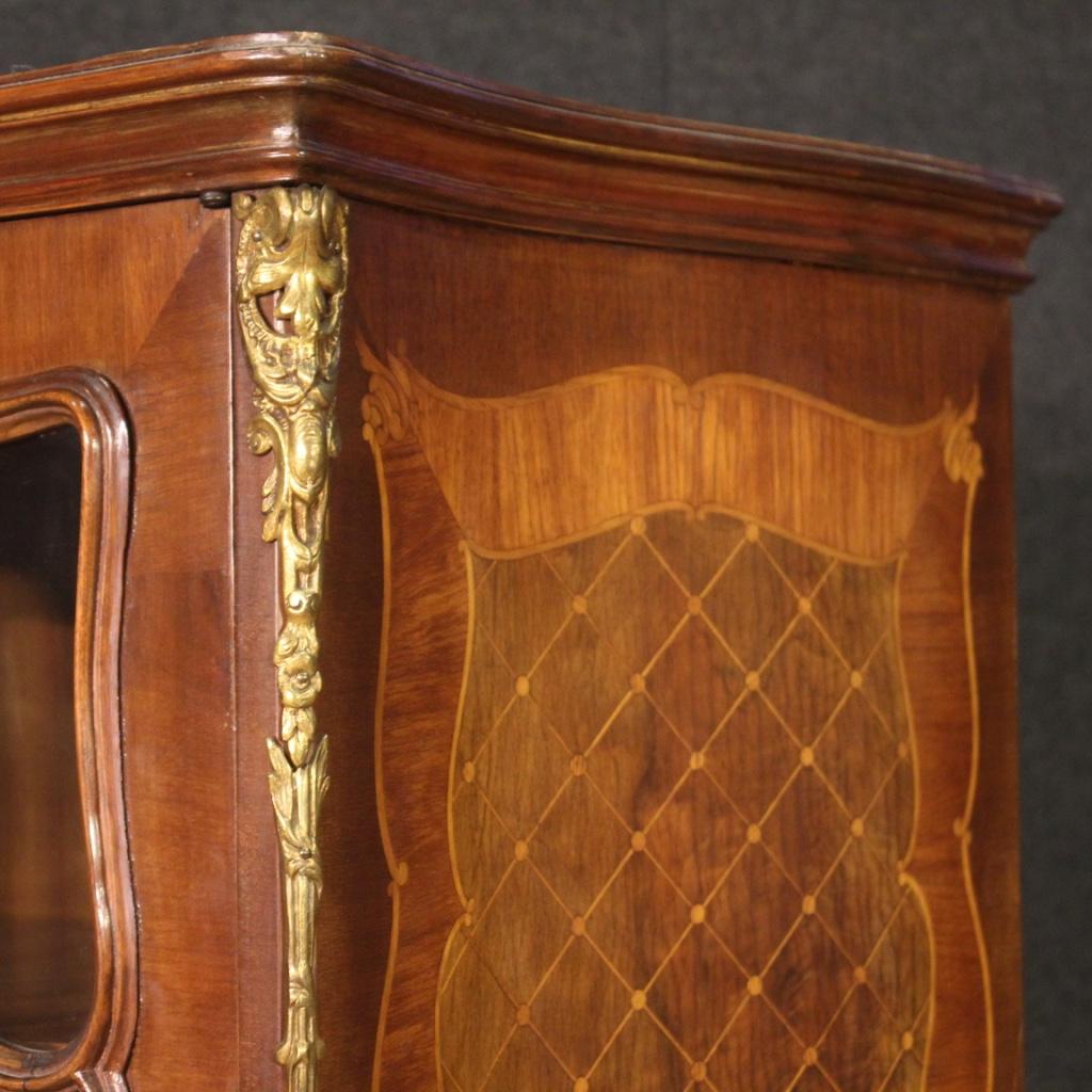 20th Century Inlaid Wood French Napoleon III Style Display Cabinet, 1950 For Sale 2