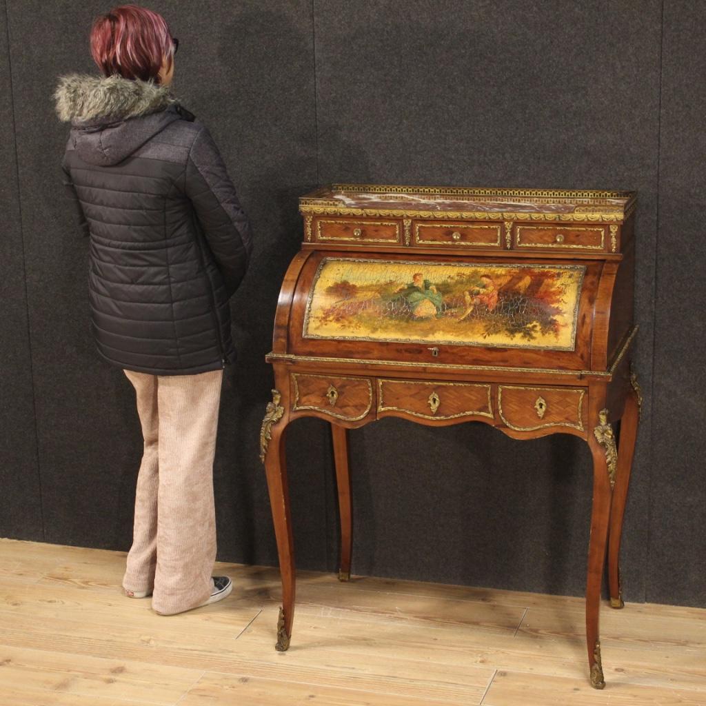 20th Century Inlaid Wood French Napoleon III Style Roll-Top Bureau Desk, 1920 8