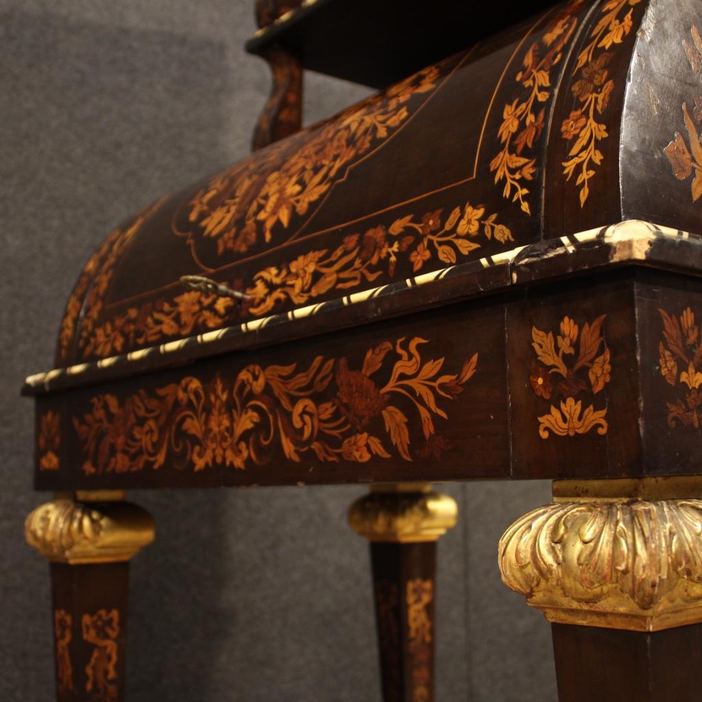 20th Century Inlaid Wood French Napoleon III Style Roll-Top Bureau Desk, 1920 in vendita 6