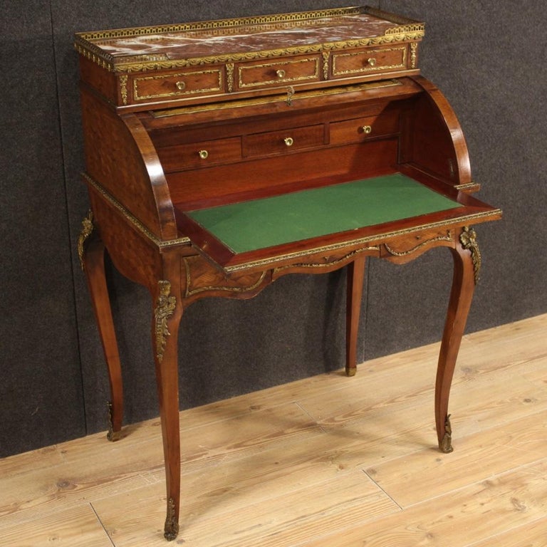 20th Century Inlaid Wood French Napoleon III Style Roll-Top Bureau Desk,  1920 For Sale at 1stDibs | french bureau