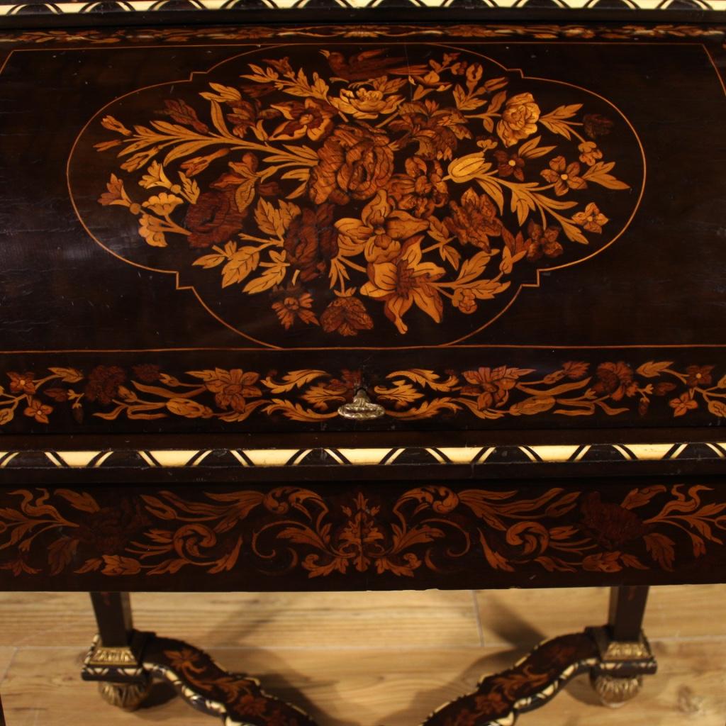 Legno 20th Century Inlaid Wood French Napoleon III Style Roll-Top Bureau Desk, 1920 in vendita