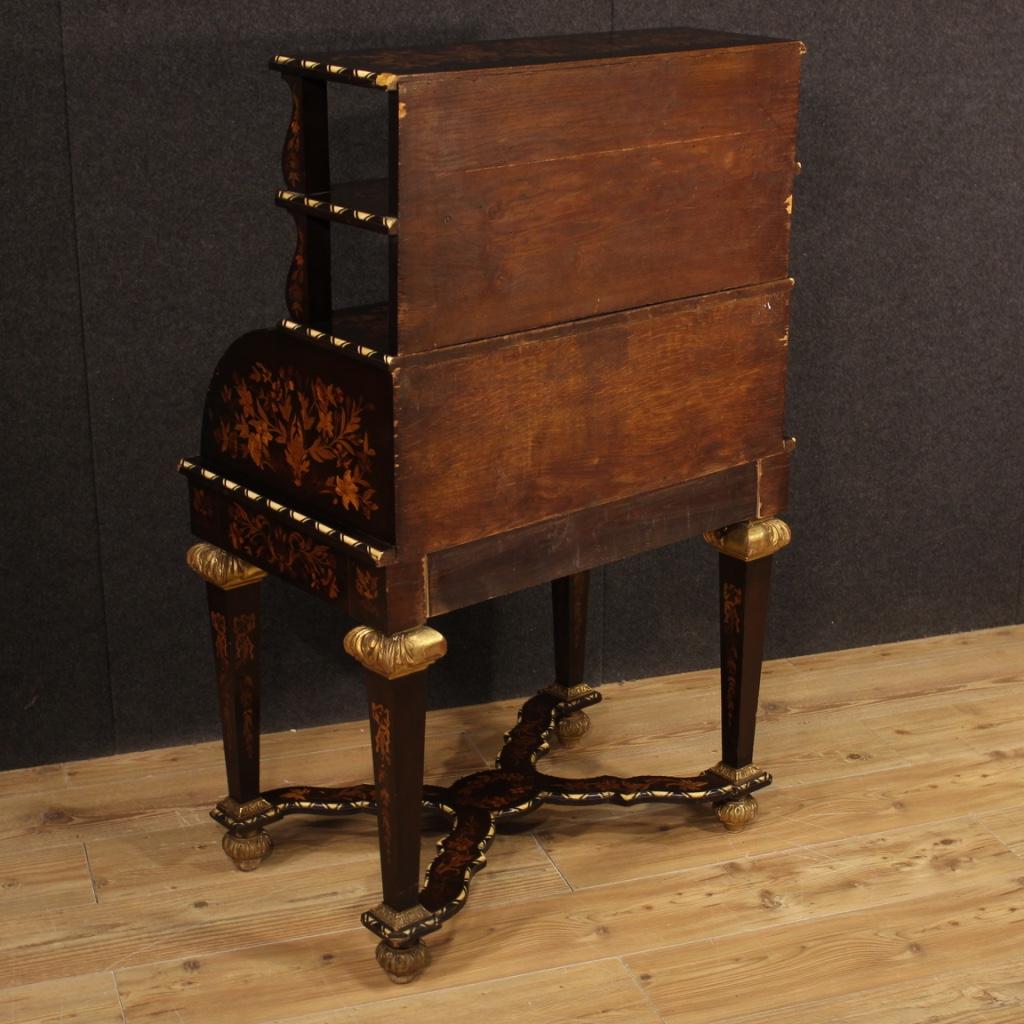 20th Century Inlaid Wood French Napoleon III Style Roll-Top Bureau Desk, 1920 in vendita 2