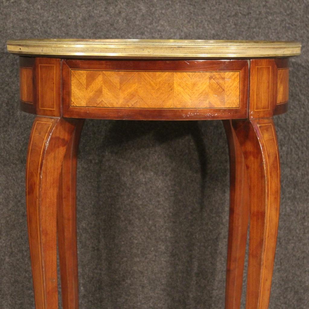 20th Century Inlaid Wood French Napoleon III Style Round Side Table, 1960 7