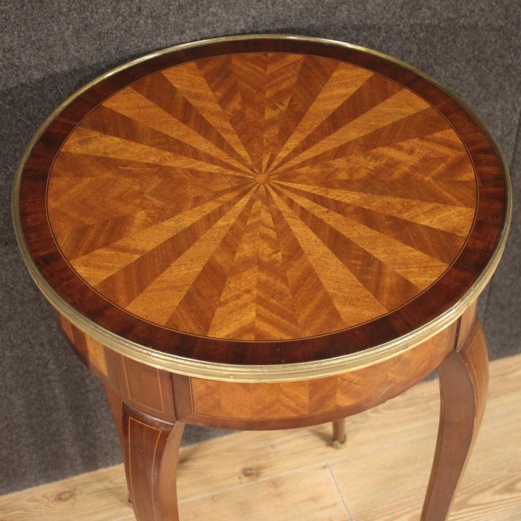 20th Century Inlaid Wood French Napoleon III Style Round Side Table, 1960 1