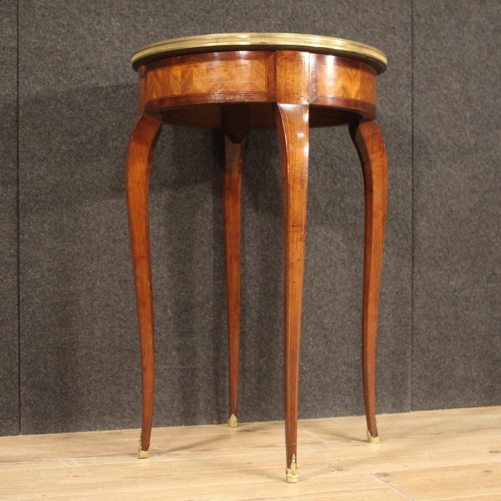 20th Century Inlaid Wood French Napoleon III Style Round Side Table, 1960 4