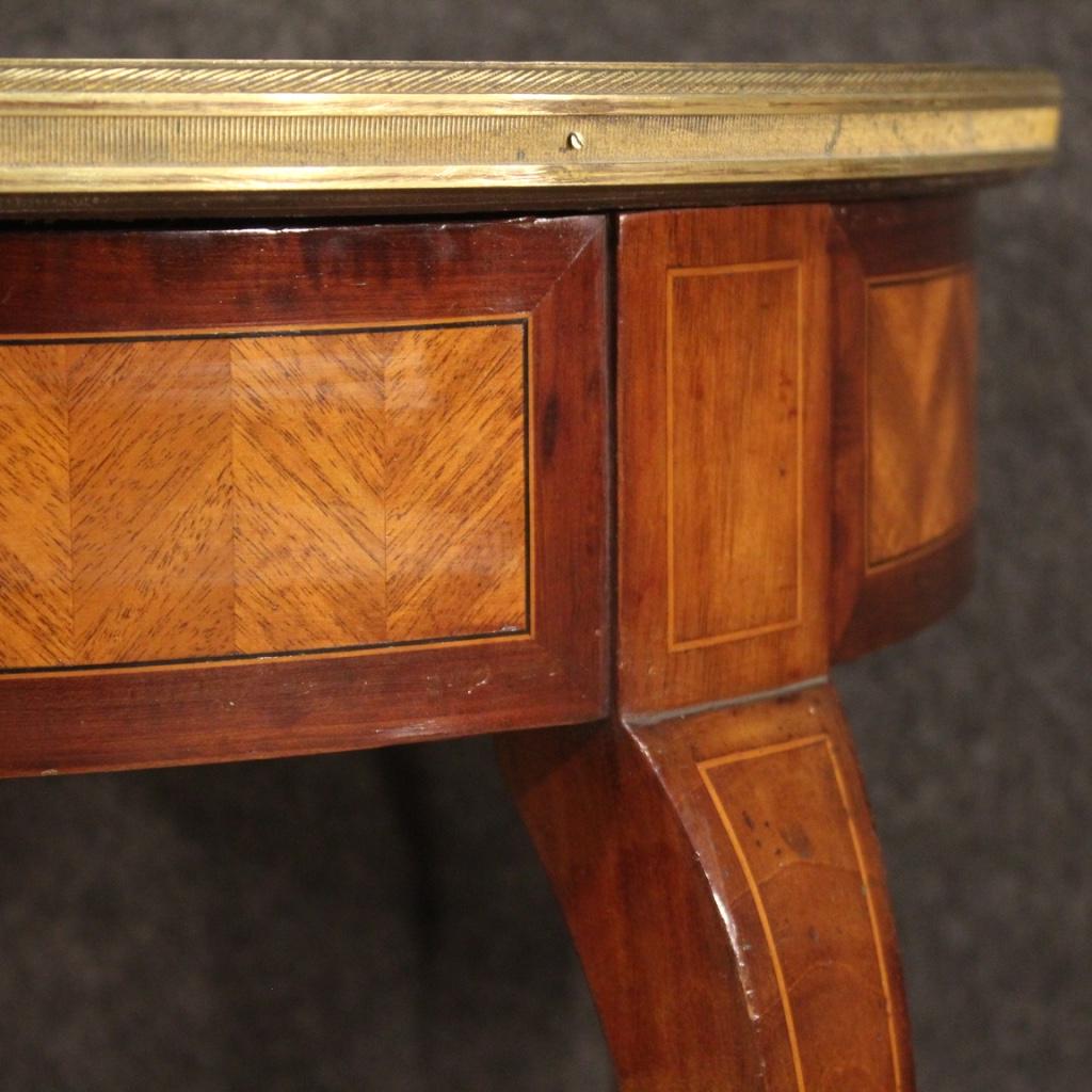 20th Century Inlaid Wood French Napoleon III Style Round Side Table, 1960 6