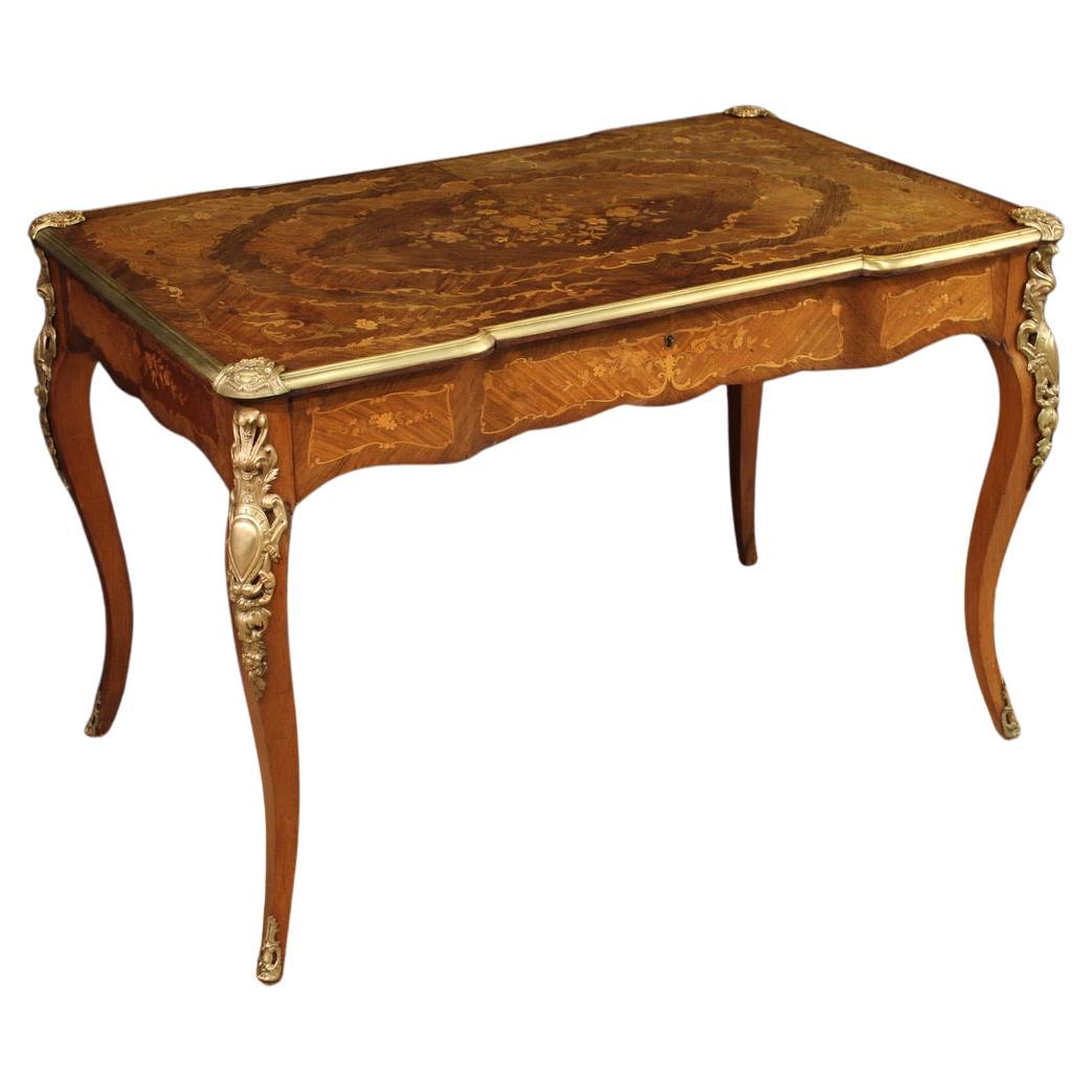 20th Century Inlaid Wood French Napoleon III Style Writing Desk, 1920 For Sale