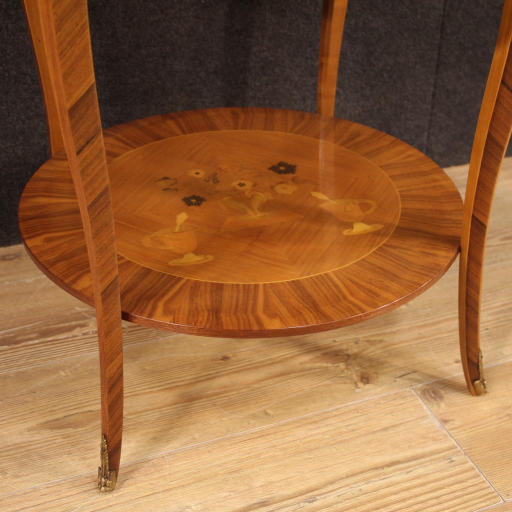 20th Century Inlaid Wood French Round Side Table, 1960 3