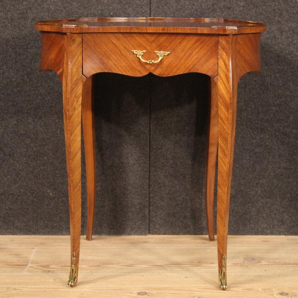 20th Century Inlaid Wood French Side Table, 1950 In Good Condition In Vicoforte, Piedmont