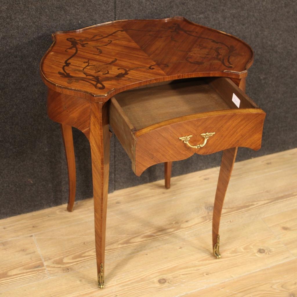 20th Century Inlaid Wood French Side Table, 1950 3