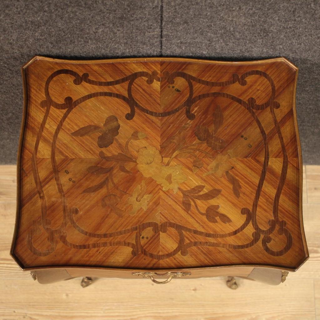 20th Century Inlaid Wood French Side Table, 1950 2