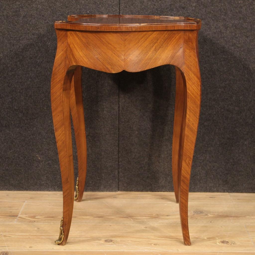 20th Century Inlaid Wood French Side Table, 1950 4