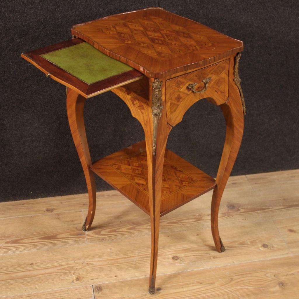 20th Century Inlaid Wood French Side Table, 1960 9