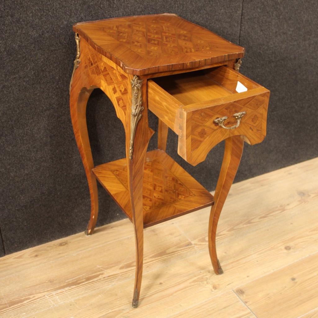 20th Century Inlaid Wood French Side Table, 1960 In Good Condition In Vicoforte, Piedmont