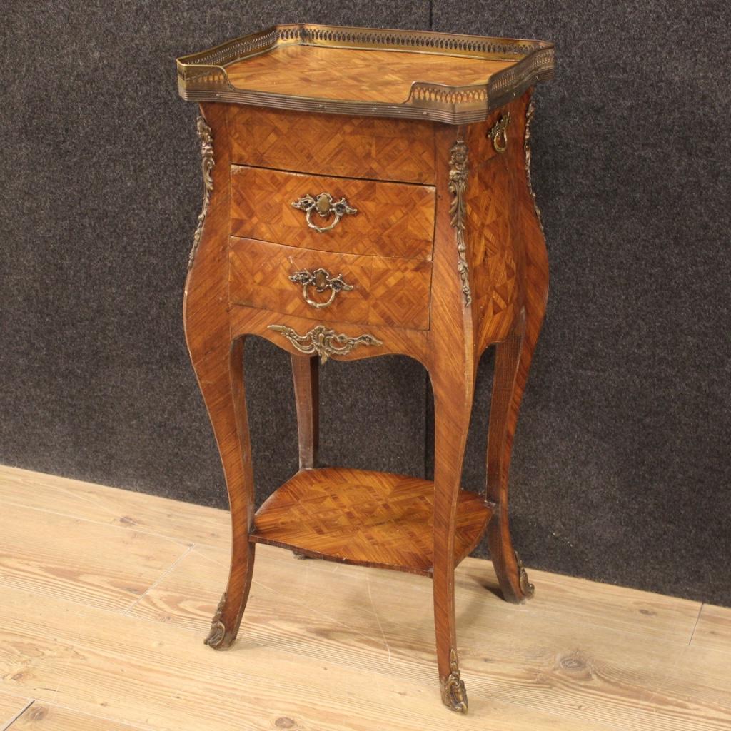 20th Century Inlaid Wood French Side Table, 1960 In Fair Condition In Vicoforte, Piedmont