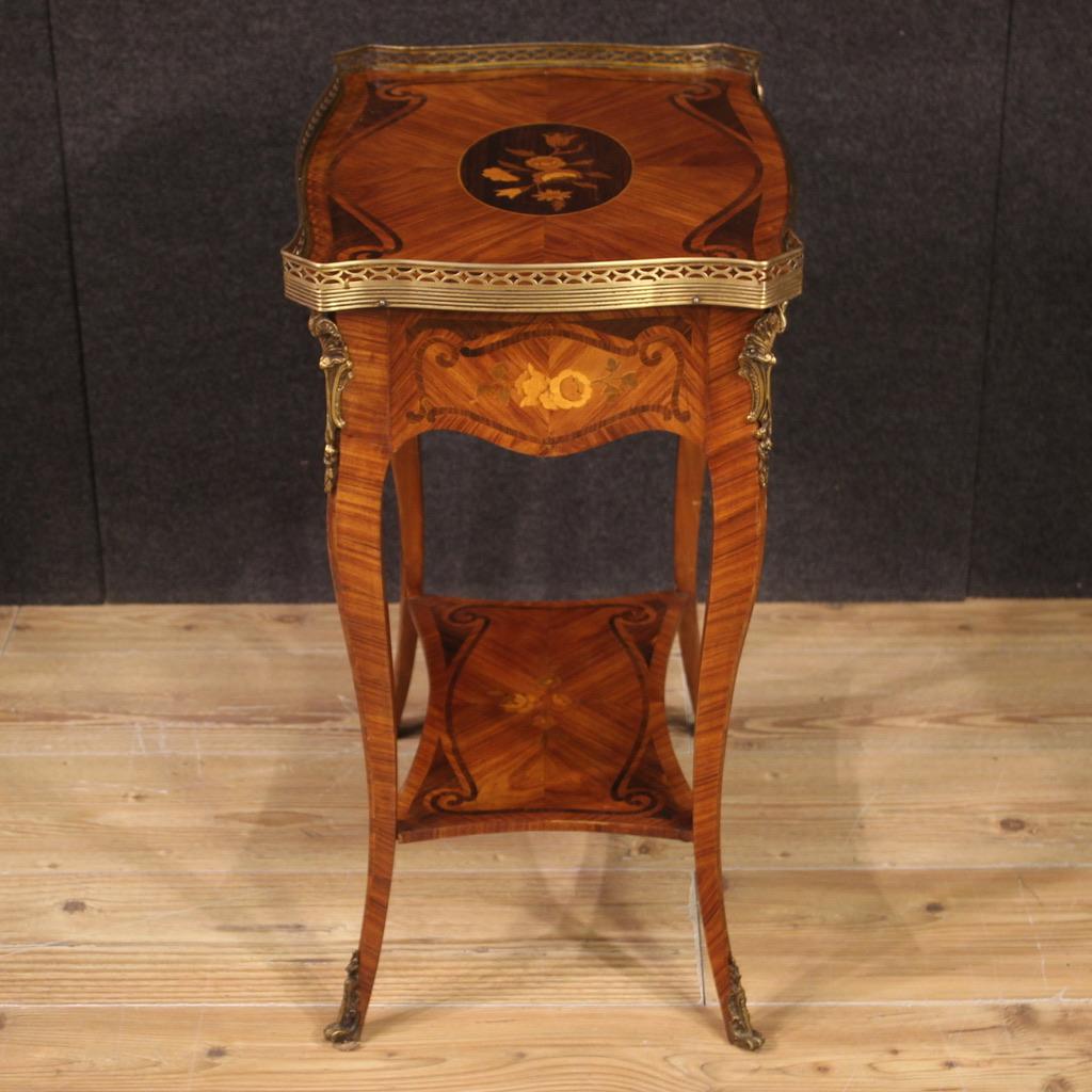 20th Century Inlaid Wood French Side Table, 1960 In Good Condition For Sale In Vicoforte, Piedmont